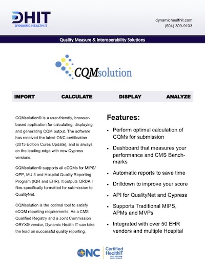 PDF overview of CQMsolution software - resources and publications